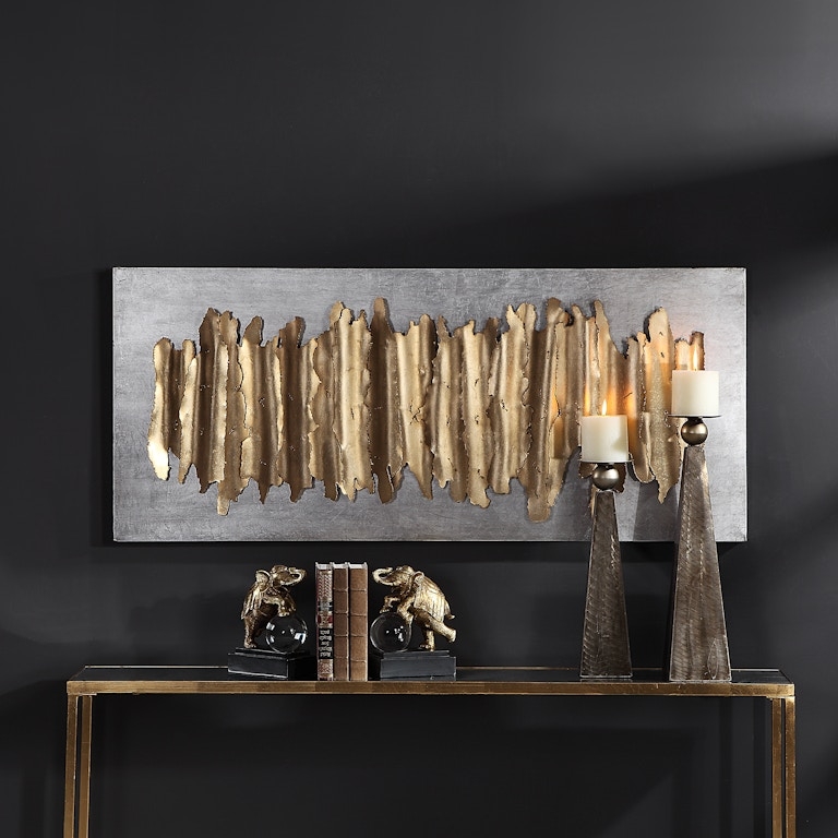 Organic Metal Wall Sculpture Textured Concave Discs