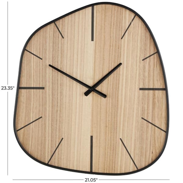 Organic Modern Wall Clock with Wavy Wood Frame and Dot Markers