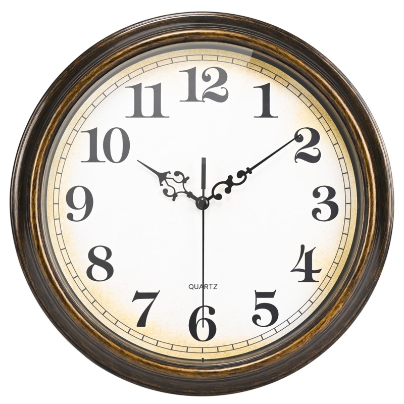 Ornate Wall Clock Distressed Bronze Finish Roman Numerals Classic