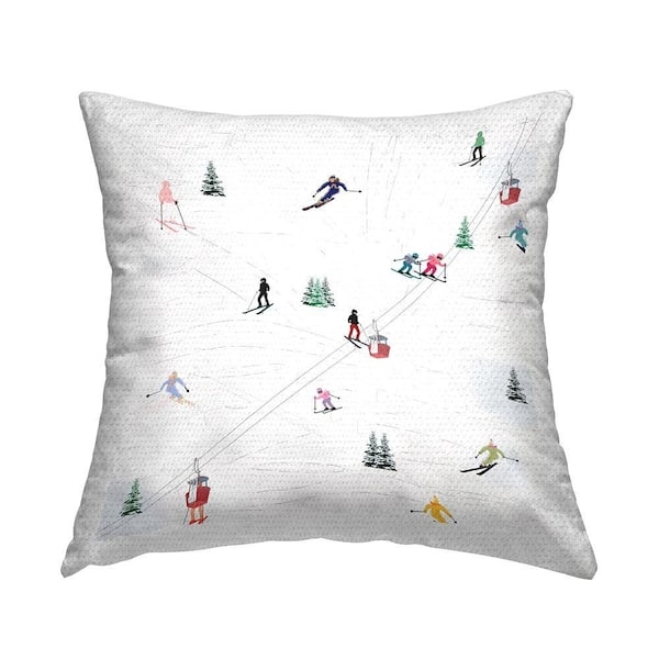 Outdoor Throw Pillow Whimsical Mountain Scene Print