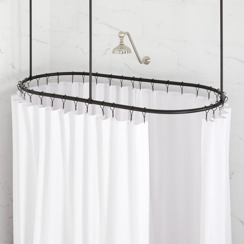 Oval Shower Curtain Rod Polished Nickel for Clawfoot Tub Traditional
