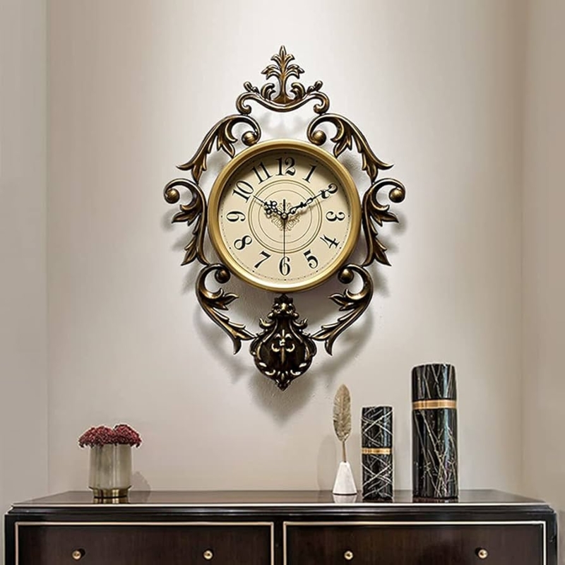 Oval Wall Clock Victorian Filigree Frame Bronze Finish