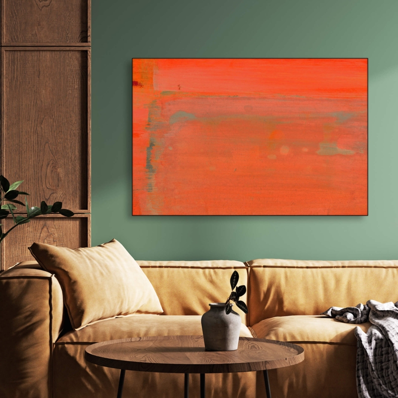 Oversized Abstract Wall Art Canvas Vibrant Orange Red Gradient