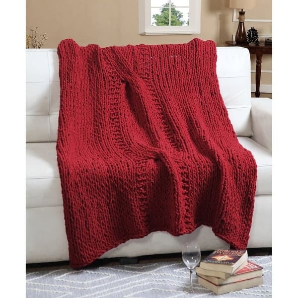 Oversized Chunky Knit Throw Blanket, Cream Chenille-Like, Cozy Hygge (67 chars)