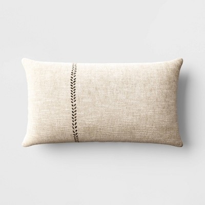 Oversized Chunky Woven Lumbar Pillow Cream Farmhouse