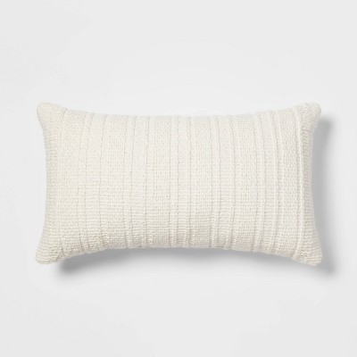 Oversized Cream Chunky Knit Woven Lumbar Pillow