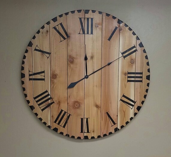 Oversized Farmhouse Wall Clock with Planked Wood Face