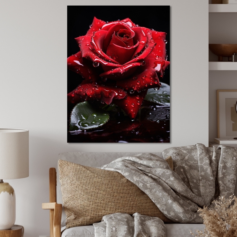 Oversized Metal Wall Art Panel Stylized Floral Motif