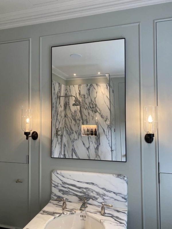 Oversized Rectangular Wall Mirror with Ultra-Slim Matte Black Metal Frame