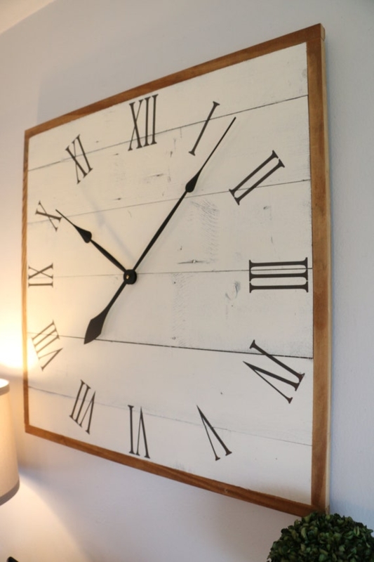 Oversized Square Wood Clock Focal Point with Slat Design