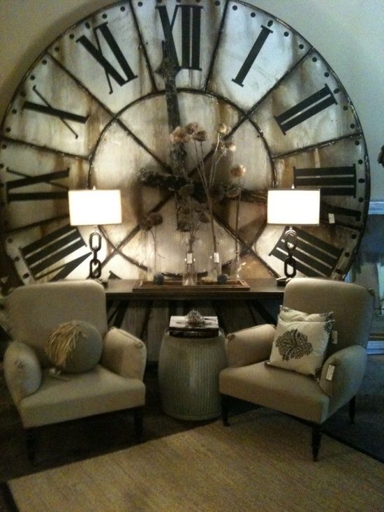 Oversized Wall Clock Brushed Gold Finish Open Back Contemporary