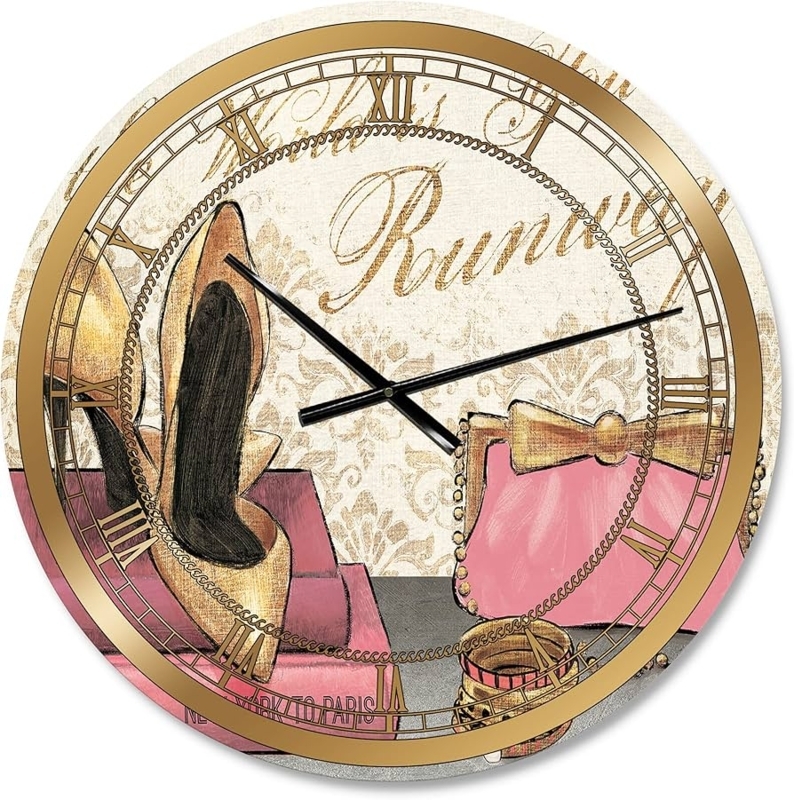 Oversized Wall Clock Gold Fluid Art Marbled Swirl High Gloss
