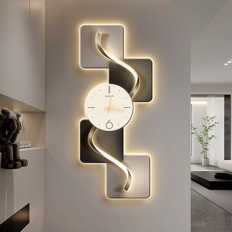 Oversized Wall Clock Integrated LED Geometric Design Lighted Decor
