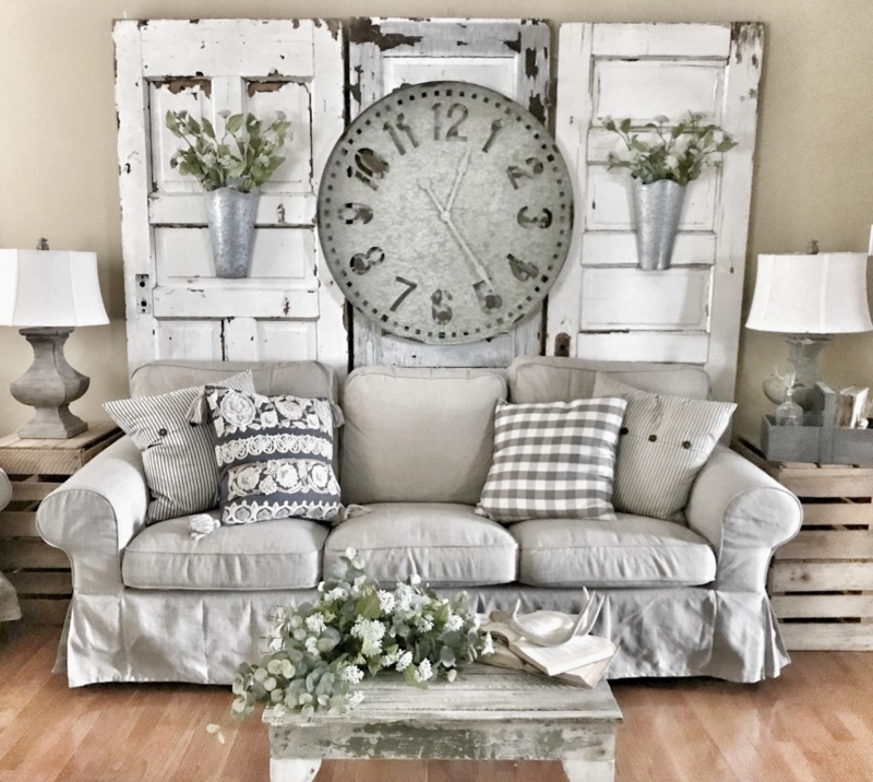 Oversized Wall Clock Large Wooden Natural Frame Open Center Farmhouse