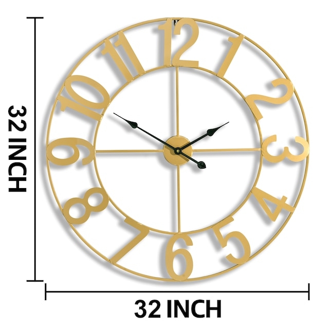 Oversized Wall Clock Living Room Modern Farmhouse Black Metal