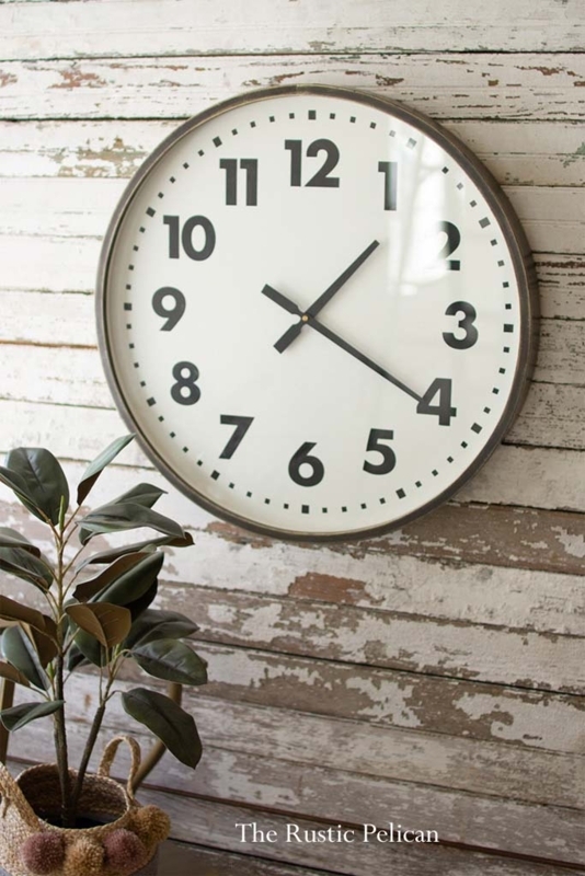 Oversized Wall Clock Modern Farmhouse Black Open Face Matte Finish