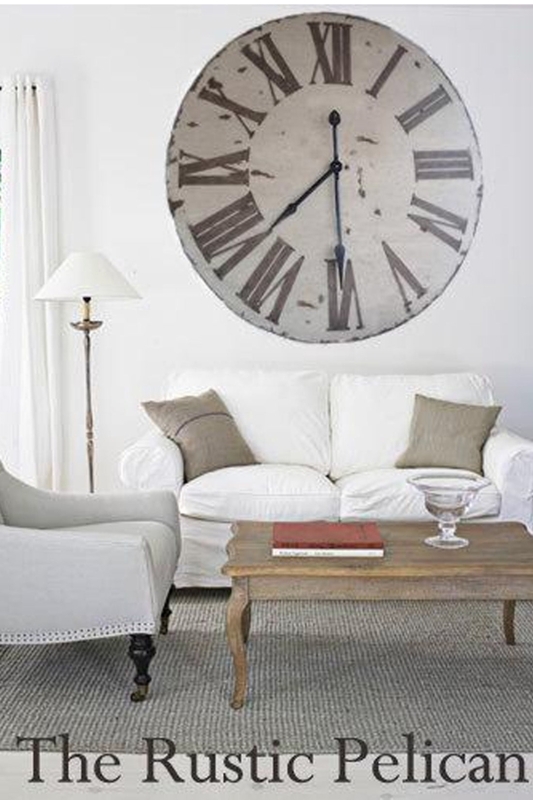 Oversized Wall Clock Rustic Wooden Chunky Natural Grain Frame