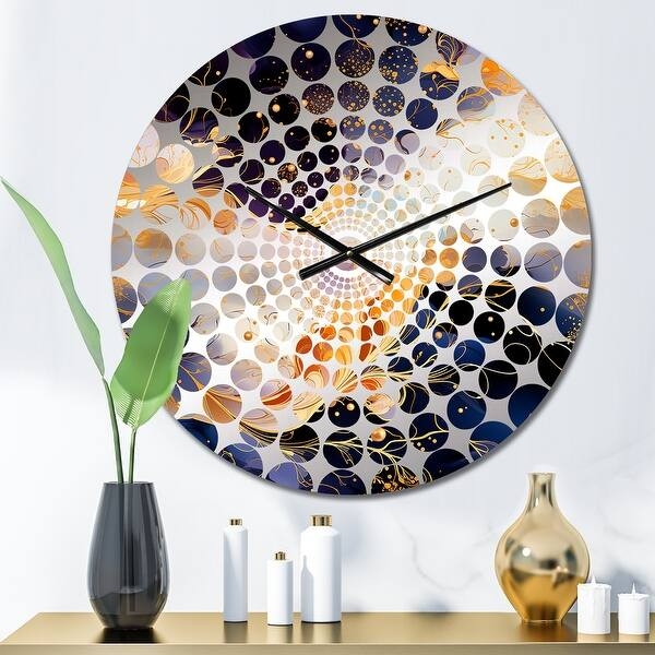 Oversized Wall Clock White Gold Marble Pattern Numberless Face