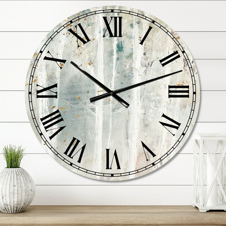 Oversized Wall Clock with Marbled Face and Roman Numerals
