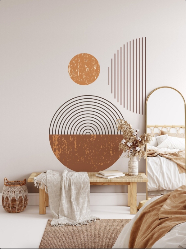 Oversized Wall Decal: Large Scale Geometric Earth Toned Scandi Style