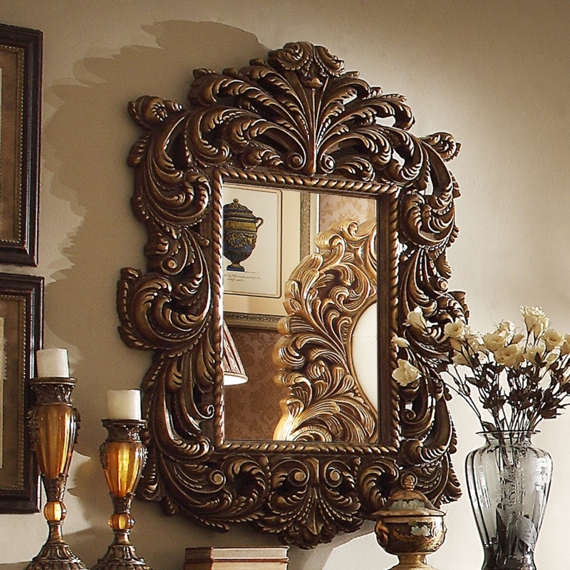 Oversized Wall Mirror: Baroque Antique Gold Intricate Scrollwork