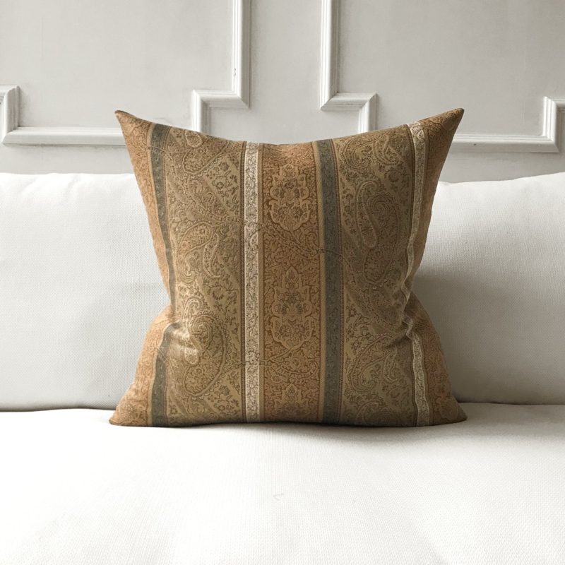 Paisley Striped Throw Pillow, Coastal Living Room Decor