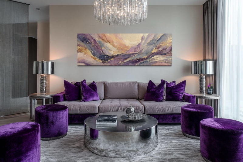 Panoramic Wall Art Fluid Marble Pattern Metallic Gold Frame Decor