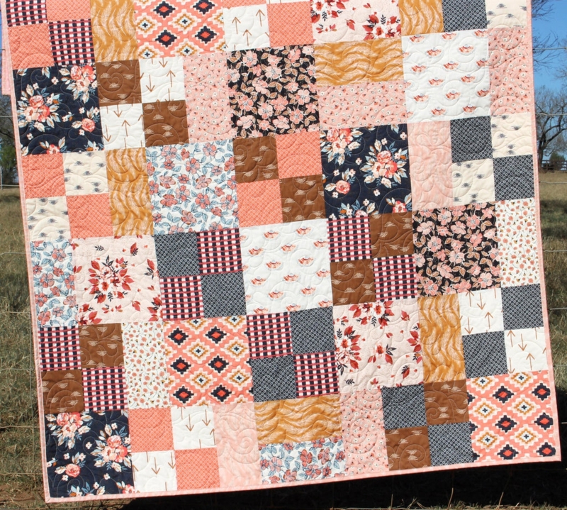 Patchwork Quilt Blue and White Mixed Pattern Minky Backing Handmade