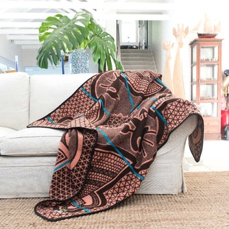 Patterned Throw Blanket Basotho Heritage Geometric Salmon Black