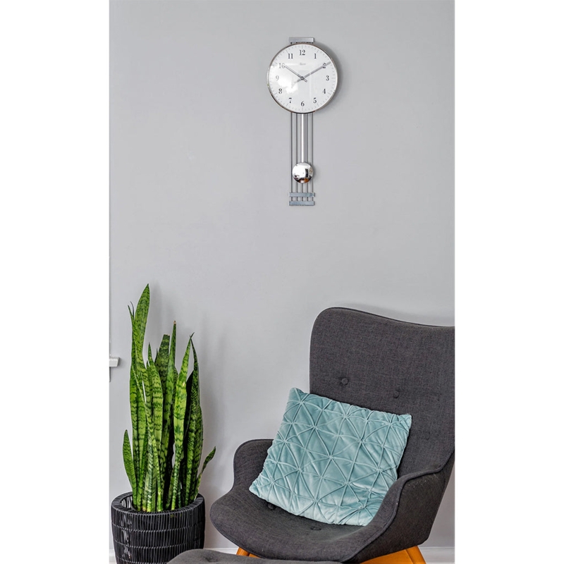 Pendulum Wall Clock Skeleton Dial Modern Minimalist Decor