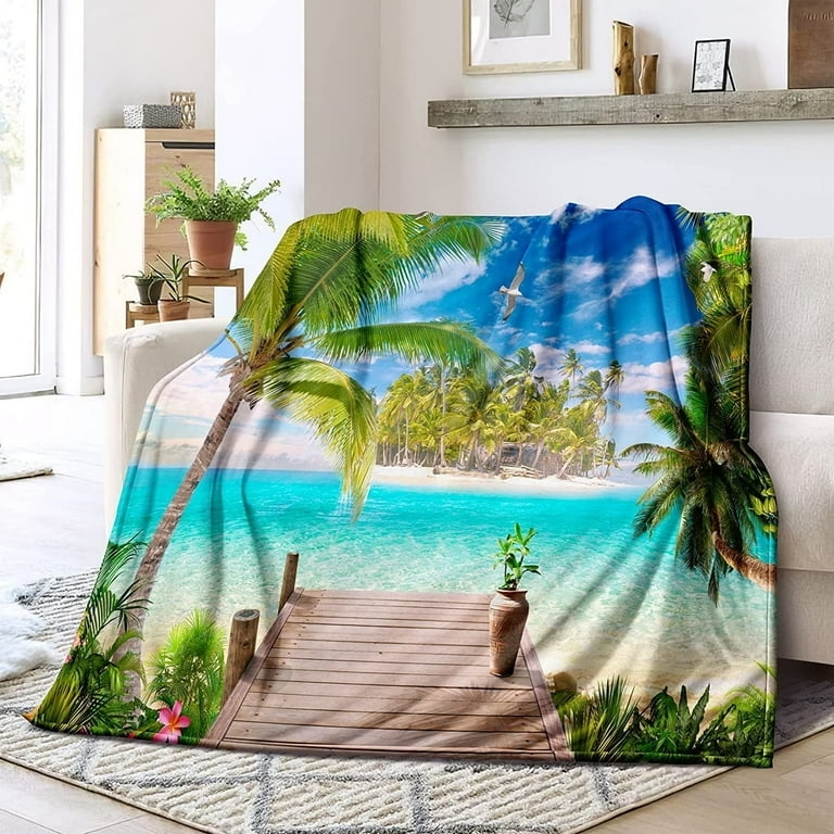 Photographic Tropical Beach Scene Throw Blanket