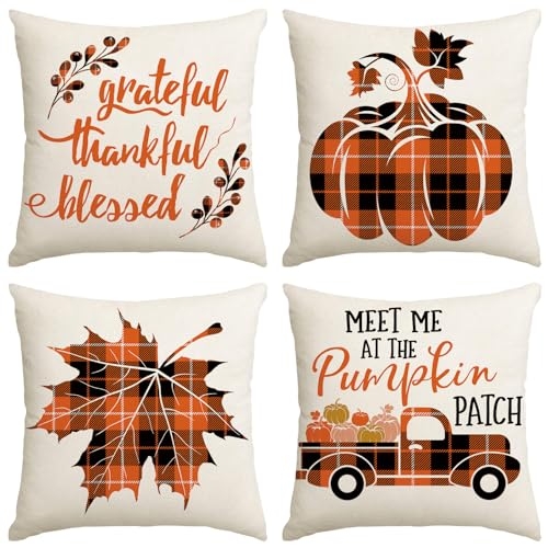 Pillow Covers Vintage Truck Graphic Teal Accents Cream Decor