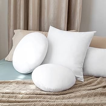 Pillow Insert Center Tufting Circular Silhouette White Plush Form