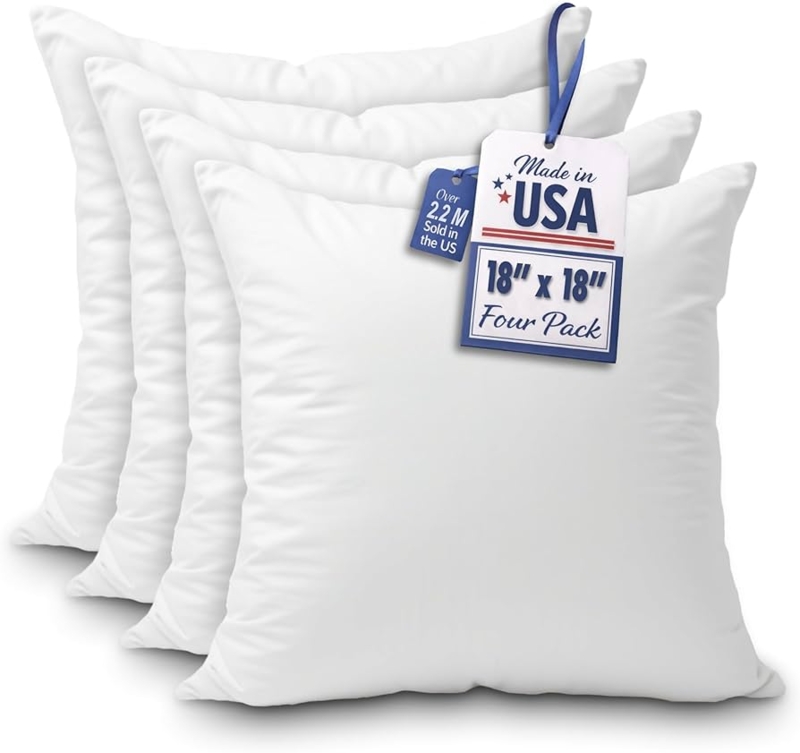 Pillow Insert Set of 4 White Square Plump Silhouette Fabric