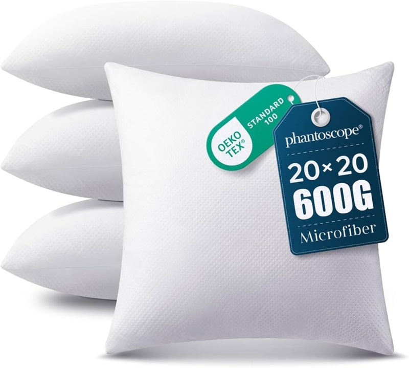 Pillow Insert Square Form Piped Edges Plush Fill Decorative Cushion