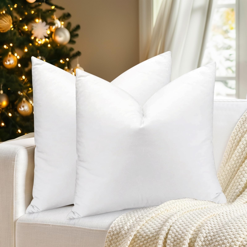 Pillow Inserts, Luxury Down Feather Set with Piped Edges
