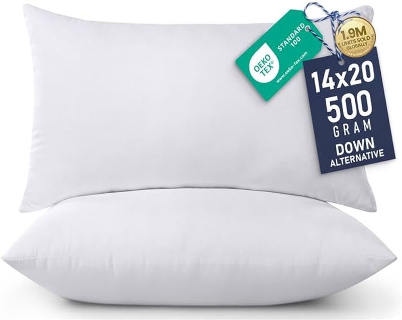Pillow Inserts, White Rectangular Forms with Distinct Piped Edges