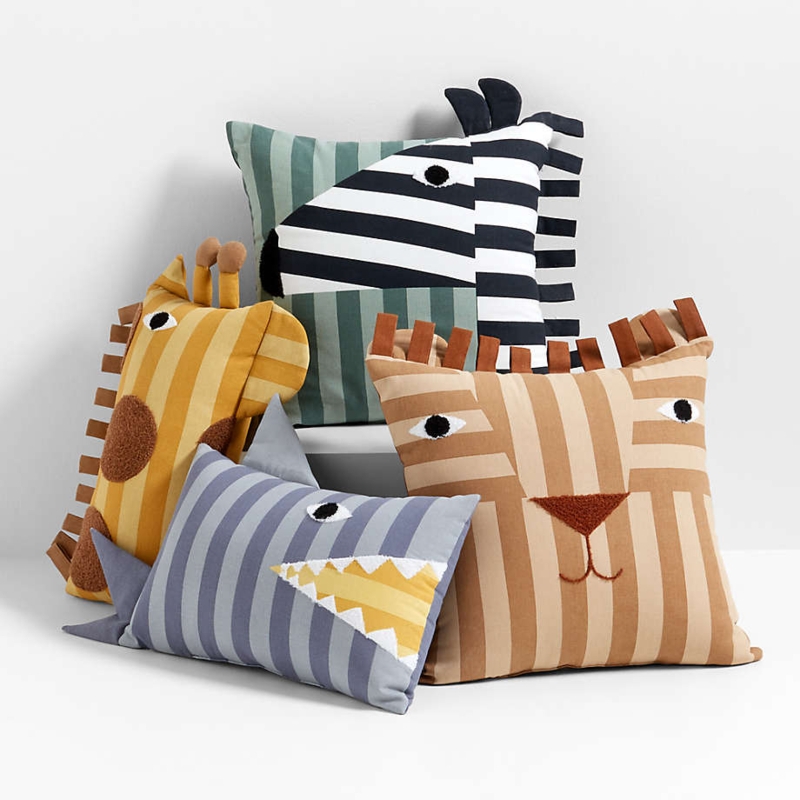Playful Lion Face Throw Pillow with Colorful Mane