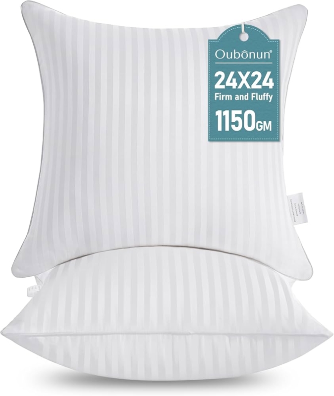 Plump White Pillow Insert with Piped Edges.