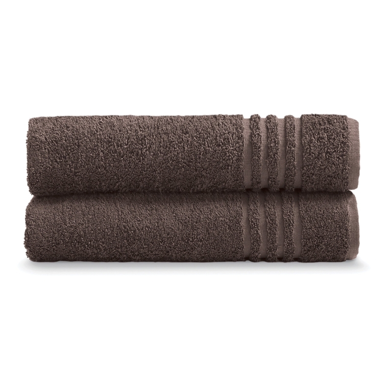 Plush Brown Hand Towel with Dobby Border for Earthy Tone Bath Linens