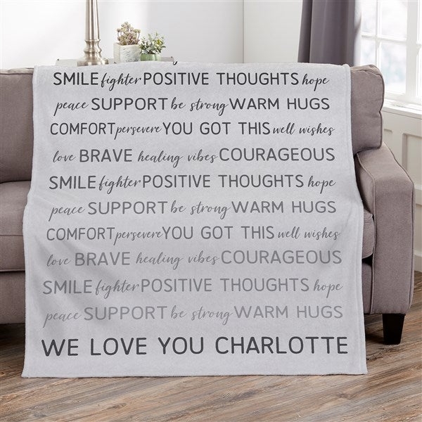 Plush Fleece Throw Blanket with Motivational Text and Word Collage