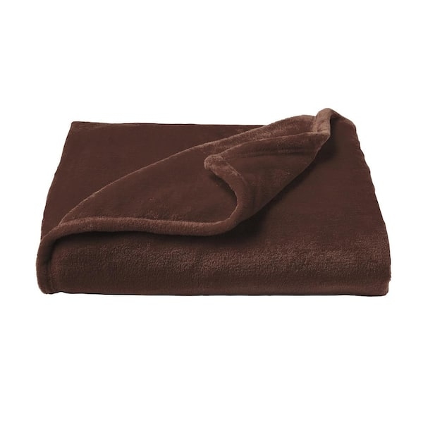 Plush Throw Blanket Mocha Brown Velvet Sheen Soft Hand