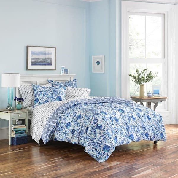 Poppy & Fritz Brooke 2-Piece Blue Paisley Cotton Twin Comforter Set 217010