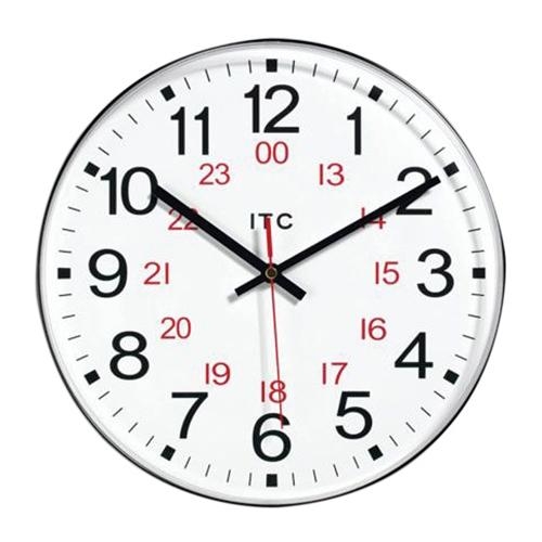 Quartz Wall Clock, 12/24 Hour Display, Red Second Hand