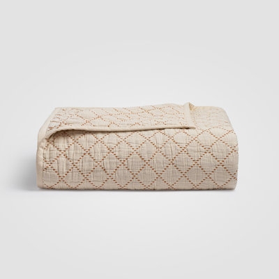 Quilted Bedspread Diamond Stitch Taupe Neutral Bedroom Textiles