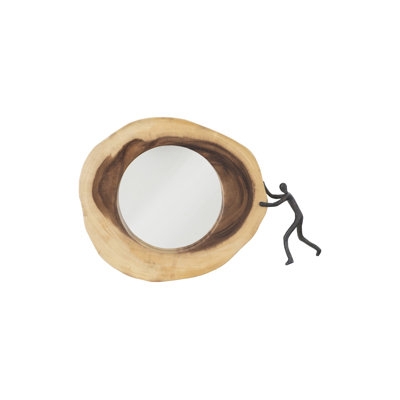 Rectangular Accent Mirror, Cross-Cut Wood Frame with Growth Rings