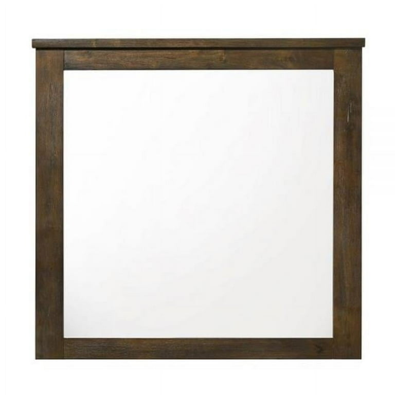 Rectangular Dresser Mirror Oak Finish Integrated Mounting Slats