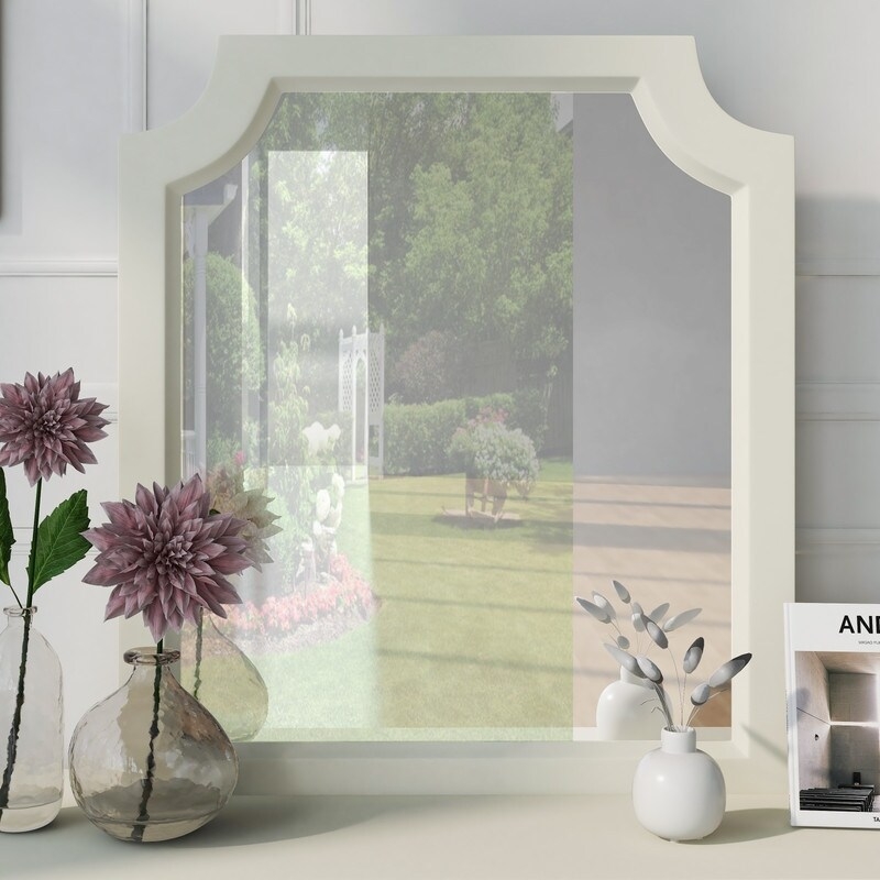 Rectangular Dresser Mirror White Frame Landscape Orientation