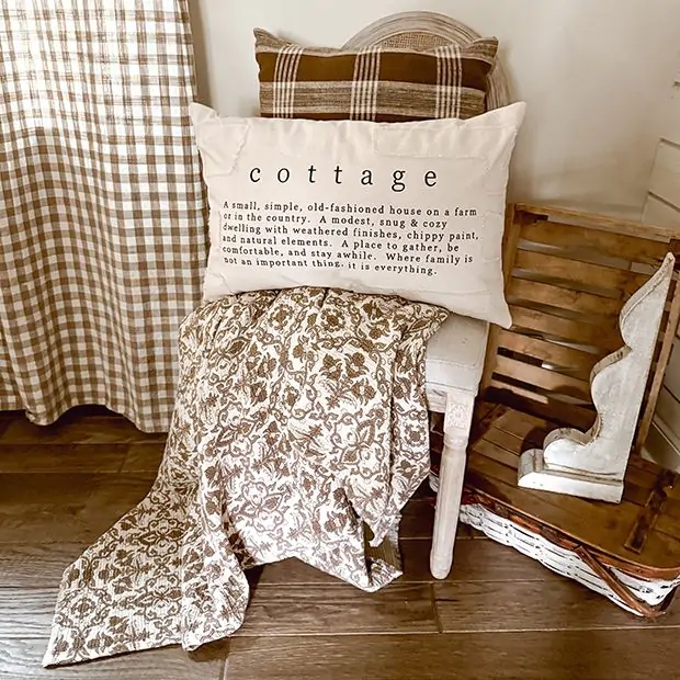 Rectangular Patchwork Throw Pillow in Neutral Earth Tones