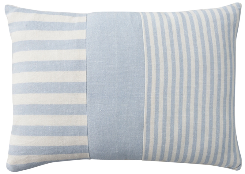 Rectangular Throw Pillow with Ocean Blue Stripes for Beach House Lumbar